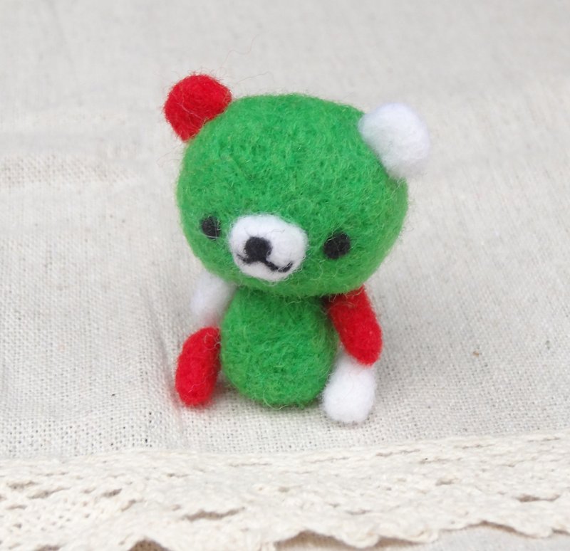 Christmas Teddy Bear- Wool felt  (key ring or Decoration) - Keychains - Wool Multicolor