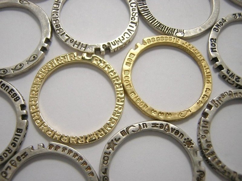 mille-feuille K18 gold #size3-8 ( engraved stamped message sterling silver jewelry ring 金 刻印 雕刻 銀 戒指 指环 ) - แหวนทั่วไป - โลหะ สีเหลือง