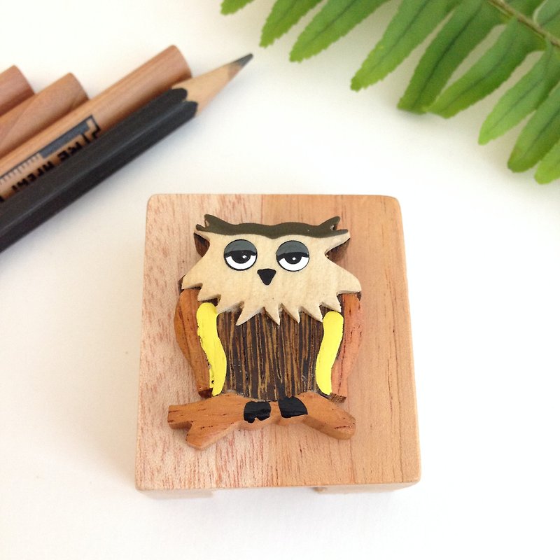 [X owl retro handmade wooden pencil sharpener] ✦ Jan - อื่นๆ - ไม้ สีนำ้ตาล