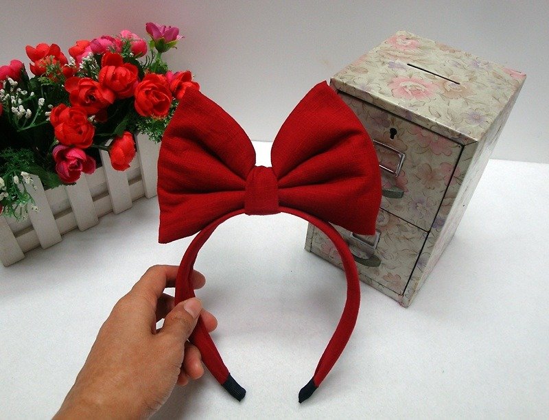 Vertical bow headband - Headbands - Other Materials Red