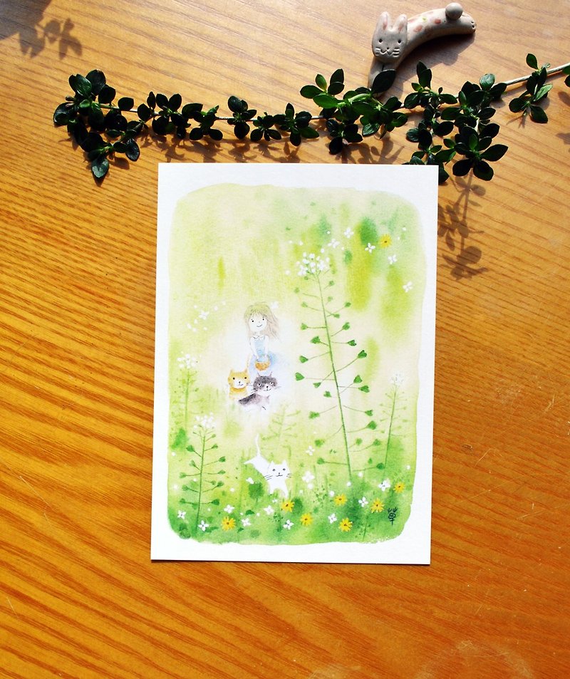 Small flower series-shepherd's purse postcard - การ์ด/โปสการ์ด - กระดาษ สีเขียว