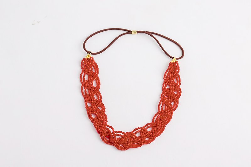 beads headband　matte red　wide - Hair Accessories - Rubber Red