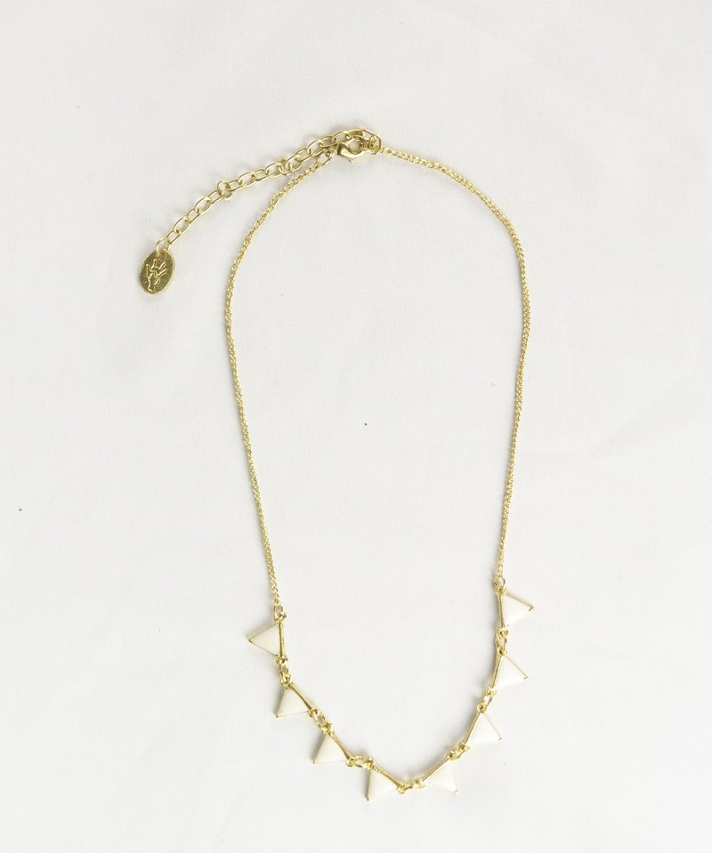 Brass outer space tea white geometric jewelry necklace _ _ almond fair trade - สร้อยคอ - โลหะ ขาว