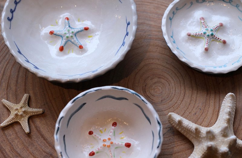 海星 ☆ 碗 - 花瓶/陶器 - 其他材質 白色