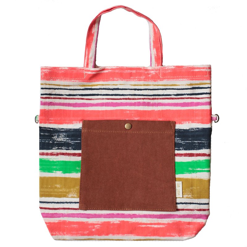 Honey Toast (Color Stripes)-Environmentally Friendly Portable Crossbody Bag - Messenger Bags & Sling Bags - Cotton & Hemp Multicolor