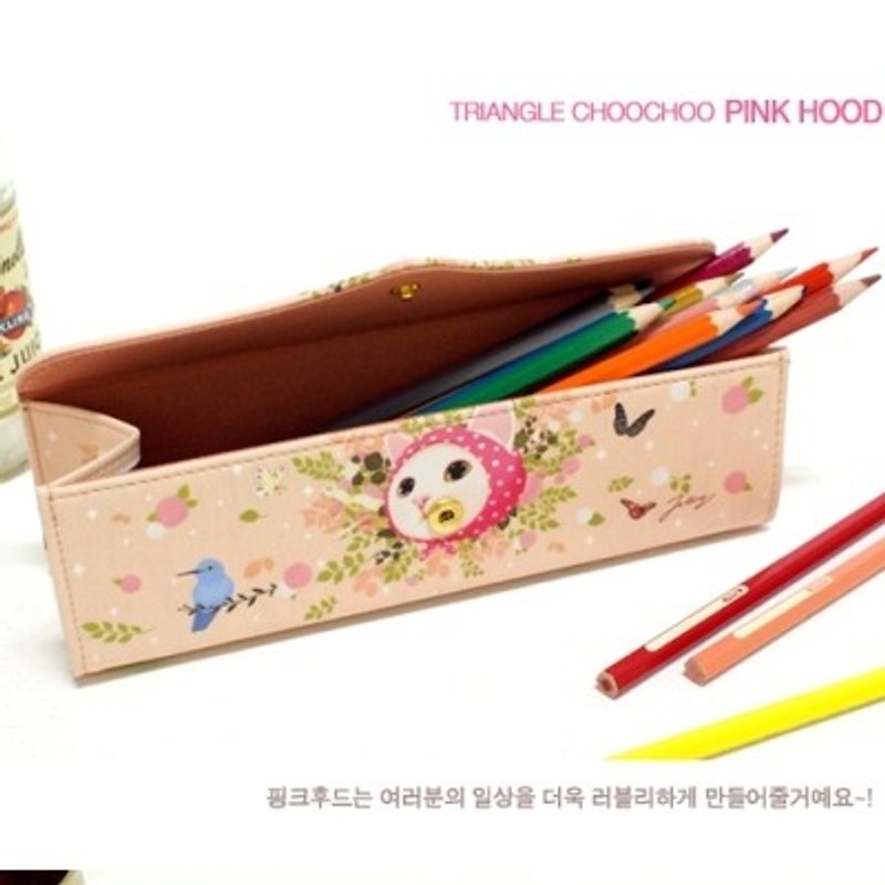 Jetoy, choo choo sweet cat Golden Triangle dazzling pencil cases _Pink hood (J1410803) - Pencil Cases - Other Materials Pink