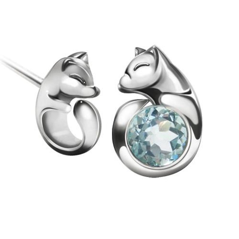 Guardian-Silver Fox Earrings - Earrings & Clip-ons - Other Metals Gray