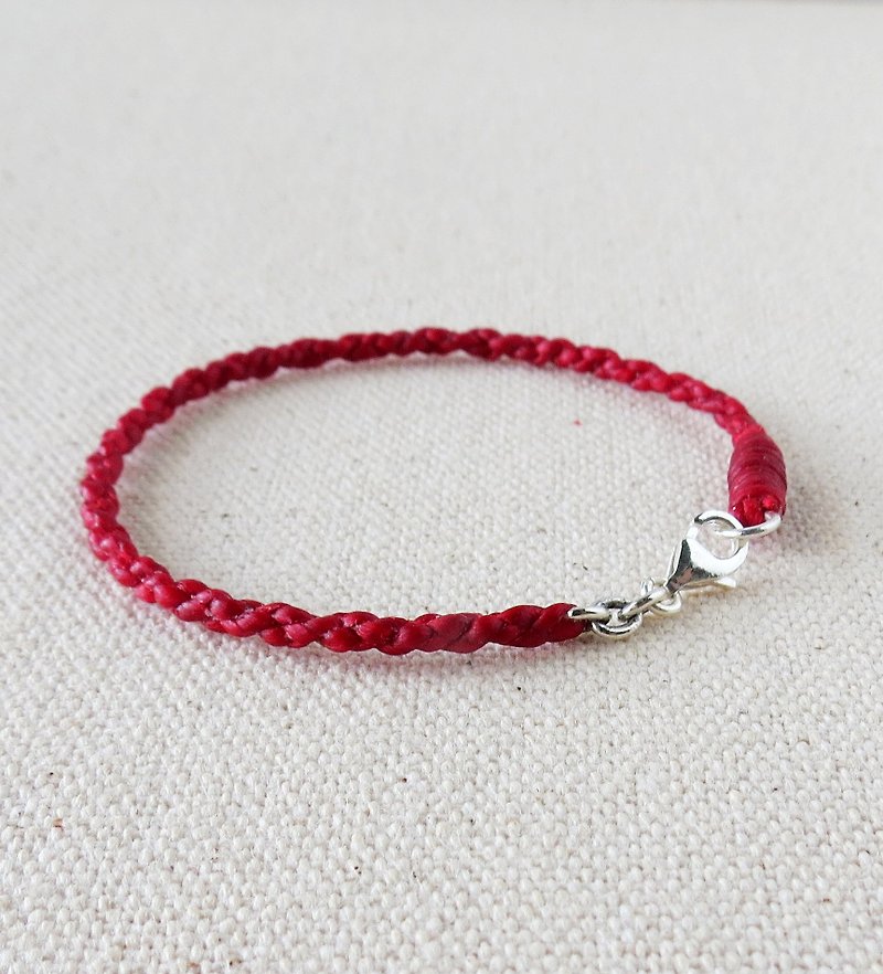 Lucky wish for sterling silver [marriage ‧ red line] silk wax bracelet [four shares of basic models] this year - สร้อยข้อมือ - โลหะ 