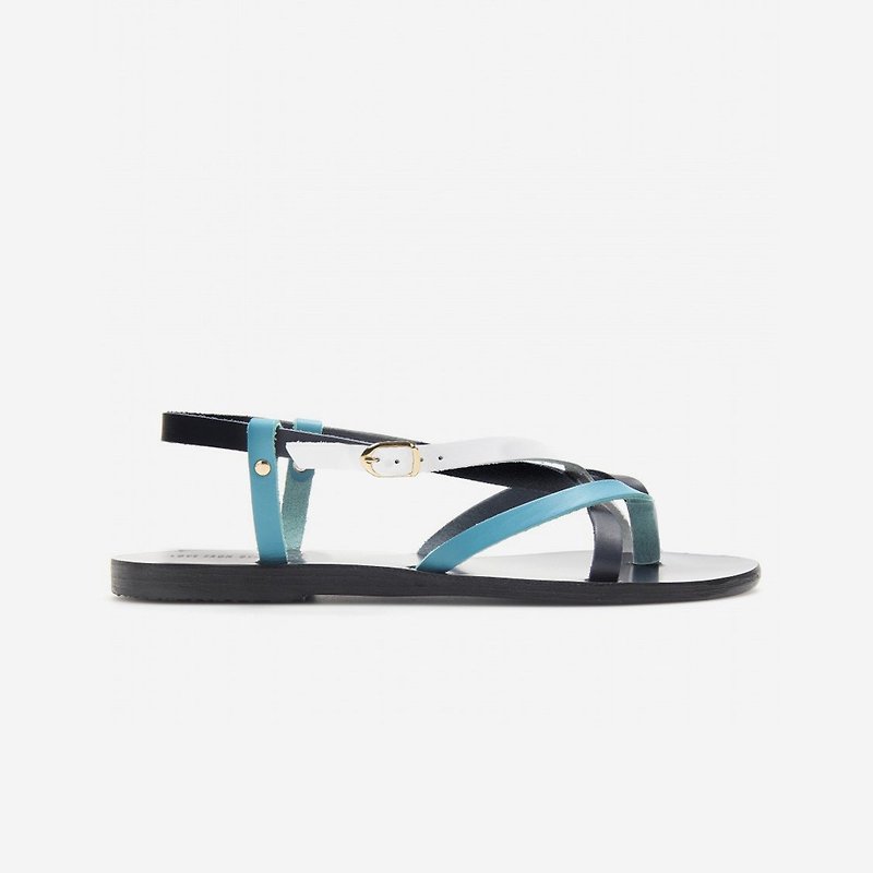 {Love From Cyprus showpiece clearing} Mediterranean handmade leather sandals (black and blue) spot 38, 39 (with a solid diagram) - Women's Casual Shoes - Genuine Leather 