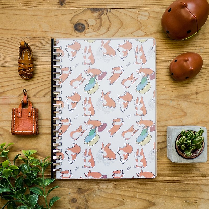 Adorable Corgi。A5 Removable Binder Notebook with Plastic Slide - Notebooks & Journals - Paper White