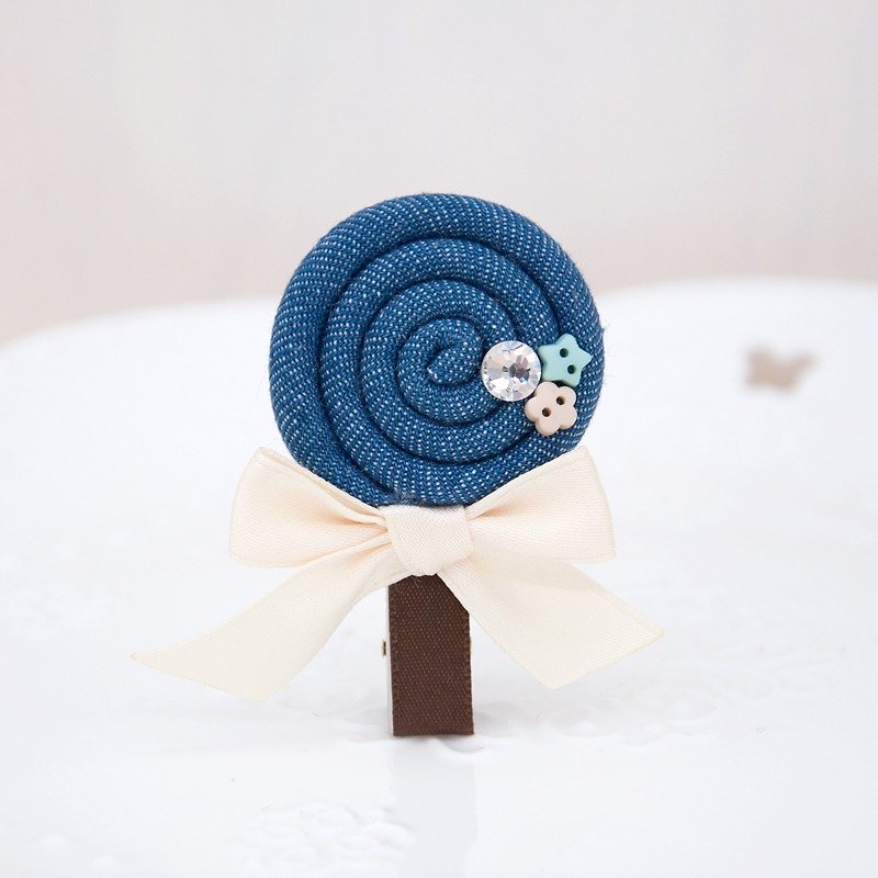 Cowboy Lollipop Hairpin - Sky Blue Denim - Hair Accessories - Cotton & Hemp 