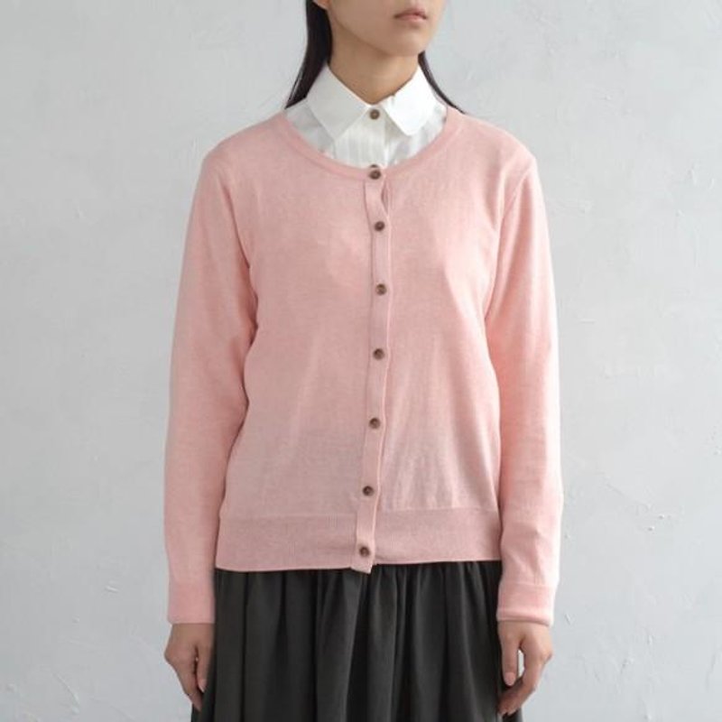 草木染針織外套 櫻染 - 女毛衣/針織衫 - 其他材質 粉紅色
