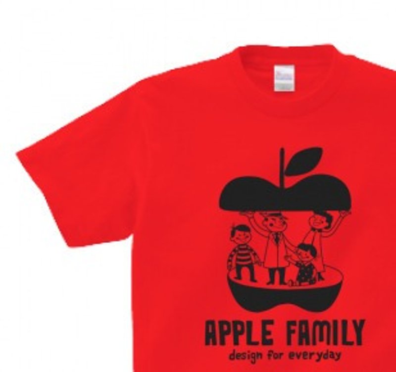 APPLE FAMILY 　WS～WM•S～XL Tシャツ【受注生産品】 - 中性衛衣/T 恤 - 棉．麻 紅色
