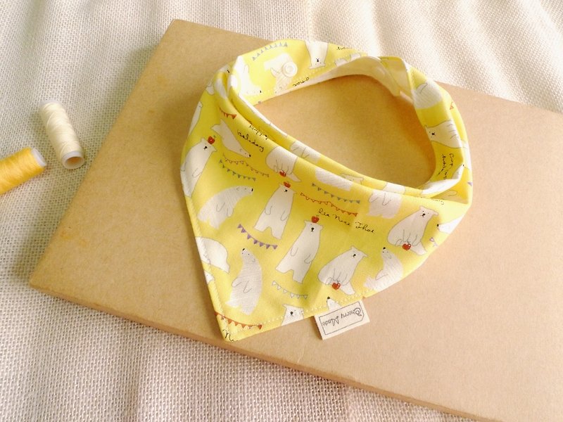 北極熊-三角口水巾 - 圍兜/口水巾 - 棉．麻 黃色