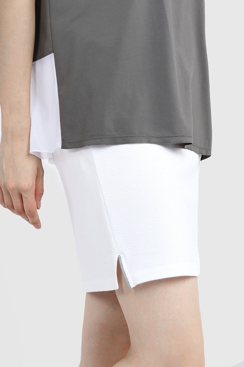 側反光開叉吸排彈性裙 - 白 - 裙子/長裙 - 聚酯纖維 白色