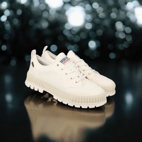 PALLADIUM PALLADIUM PALLASHOCK LO WP+厚底巧克力低筒防水靴 奶白 74408