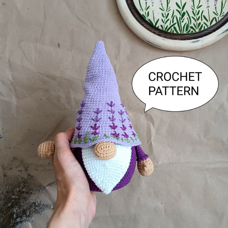 Crochet pattern lavender gnome boy - 手工藝教學/工具書 - 其他材質 