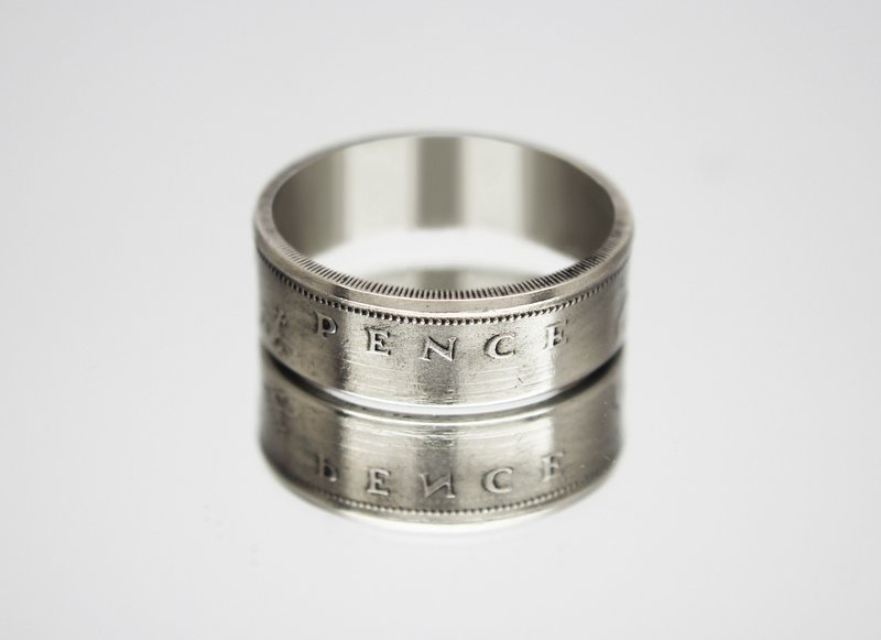 Great Britain Coin Ring 10 pence 1977 coin rings for men coin rings for women - 戒指 - 其他金屬 