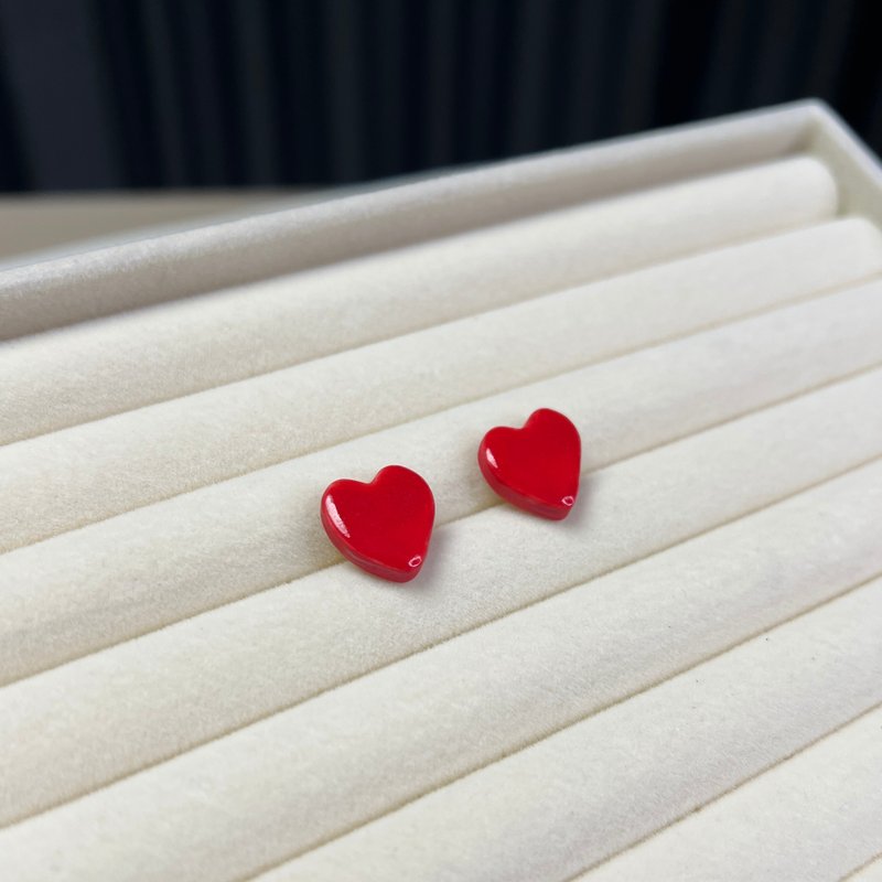 Urban Chic 陶瓷耳環  Red Heart  聖誕 派對 禮物 包裝 - 耳環/耳夾/耳骨夾 - 瓷 紅色