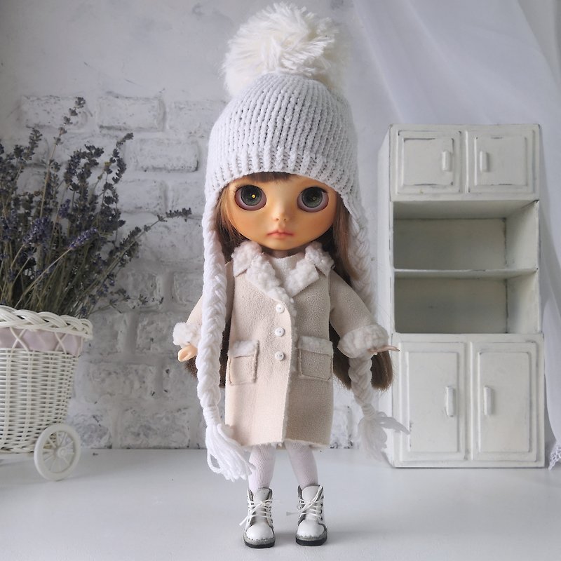 Blythe doll clothes. Set of coats, knitted hat, boots, sweaters with tights - Board Games & Toys - Cotton & Hemp 