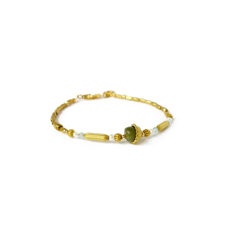 Ficelle | Handmade Brass Natural Stone Bracelet | [Olivine] Injured Soul - Bracelets - Gemstone 