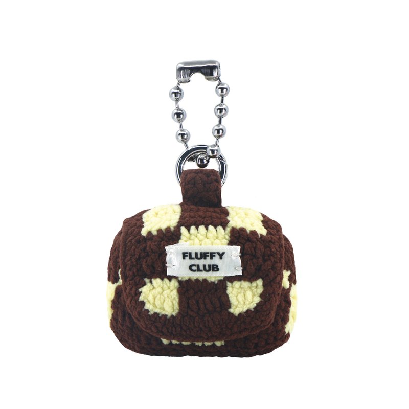 'CHECKMATE!' checkerboard AirPods 3 & Pro Case (BROWN YELLOW _ GIANT BALL CHAIN) - AirPods/耳機保護套 - 繡線 咖啡色
