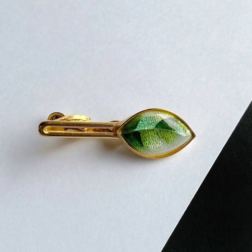 otashippo リーフ【リーフグリーン Leaf Green】七寶焼のネクタイピン 純銀胎有線七寶