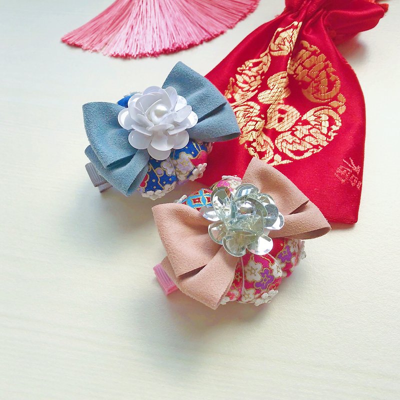 キッズ子供のヘアピンブロンズ韓国の花のラインストーンスエードの弓 - ベビー用小物 - コットン・麻 多色