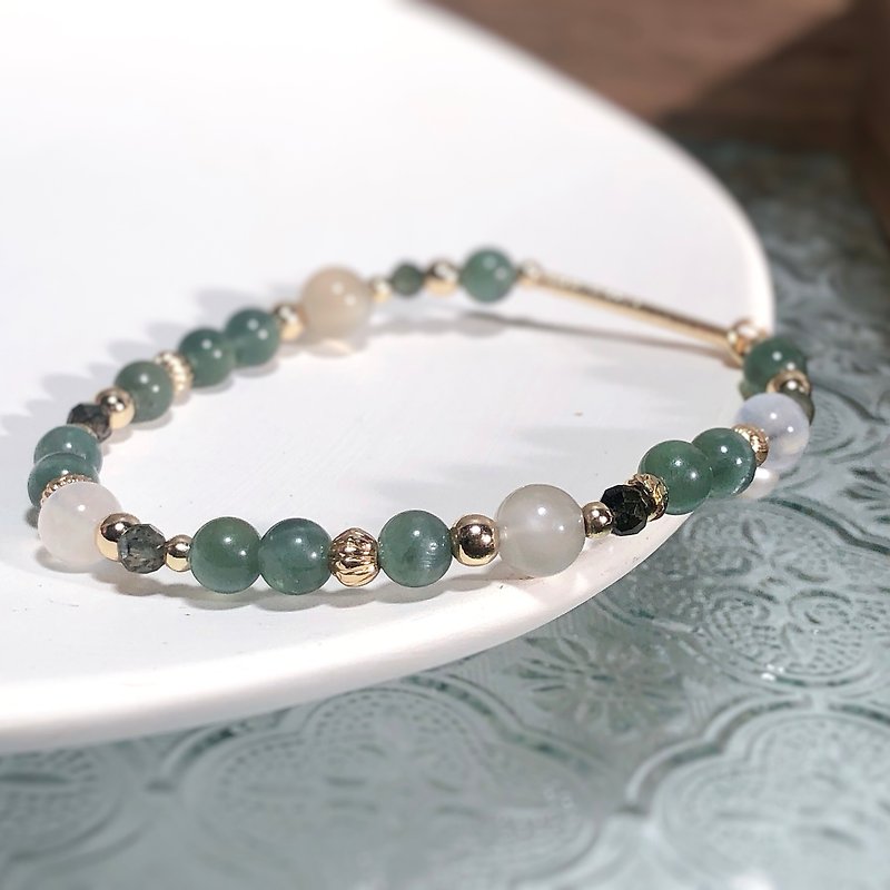 Green Stone, Tourmaline, Moonstone Natural Stone Bracelet - Bracelets - Semi-Precious Stones 