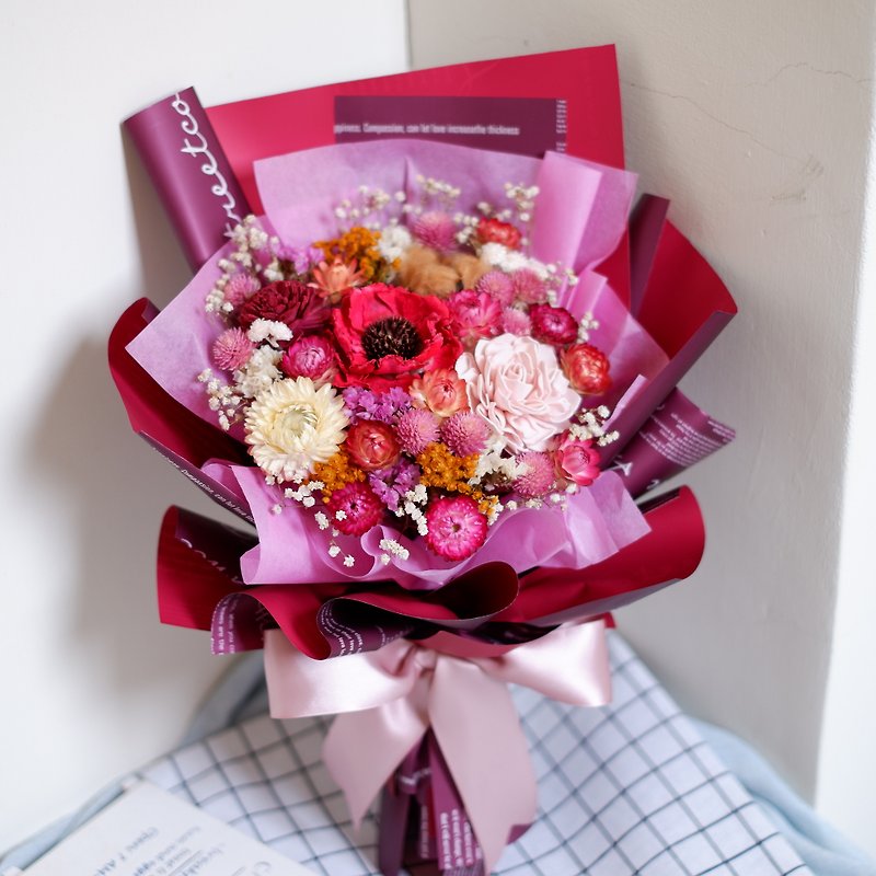 Custom-made exclusive orders - burgundy, purple white, light blue, blue yellow bouquet For dear - ช่อดอกไม้แห้ง - พืช/ดอกไม้ สีแดง