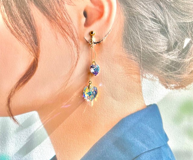 【一点物】ぽってりちゅるんなクリアグリーンドロップ ピアス/イヤリング 爽やかな緑のガラスドロップ の ピアス （イヤリング可