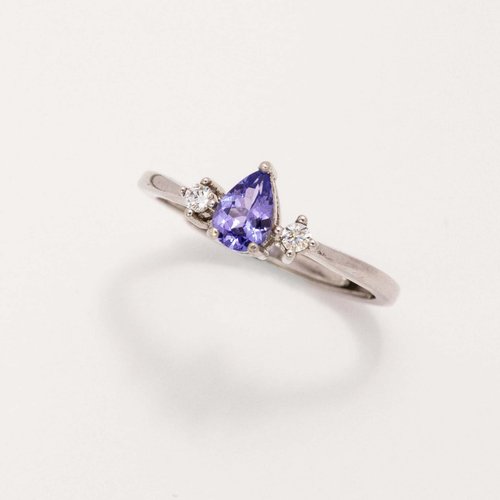 A Jewelry 丹泉石 12月生日石 純銀戒指 優雅水滴