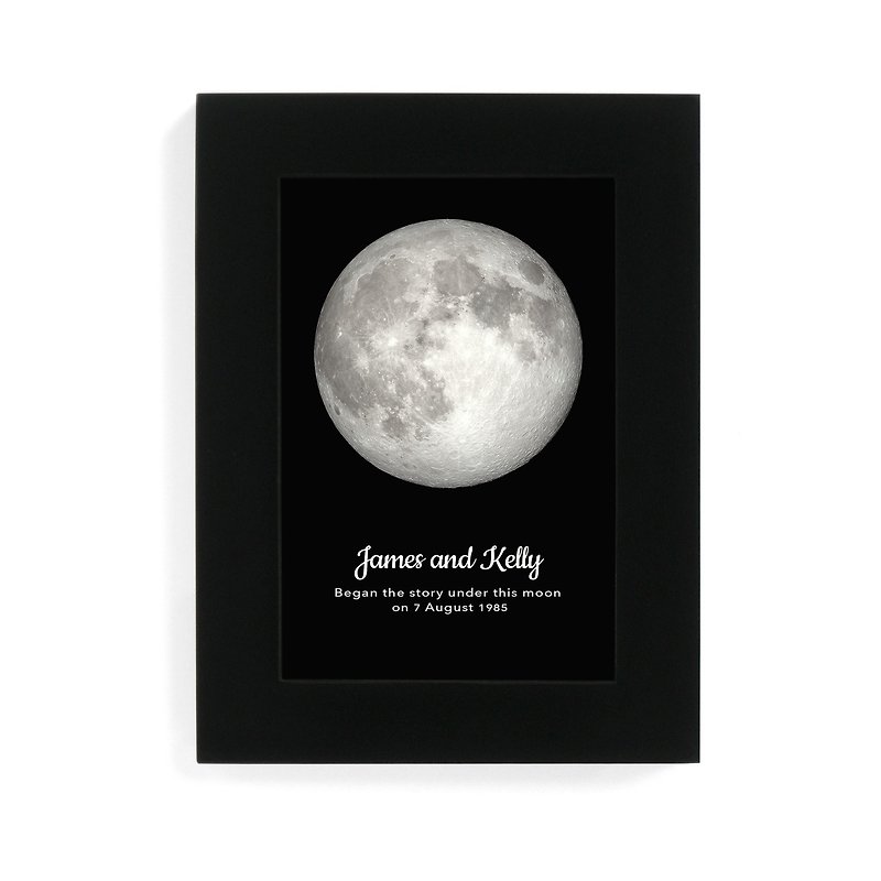 Glow Moon Print, Moon phase Art, Unique Wedding Anniversary Gift for him her - ของวางตกแต่ง - กระดาษ สีน้ำเงิน