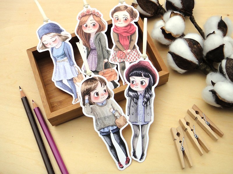 Winter Girls Illustrated Watercolor Bookmark - Planner Bookmark, 5 Designs - Bookmarks - Paper Multicolor