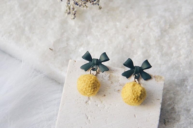 [Ball] Simple/earrings/ Clip-On/ Silver/yellow - Earrings & Clip-ons - Sterling Silver Yellow