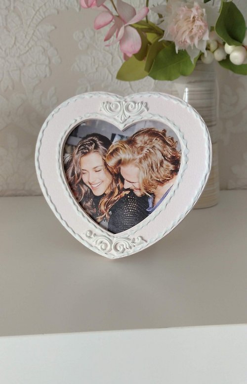 YourFloralDreams 相框 Heart-shaped photo frame Mini picture frame Love frame Pink photo frame