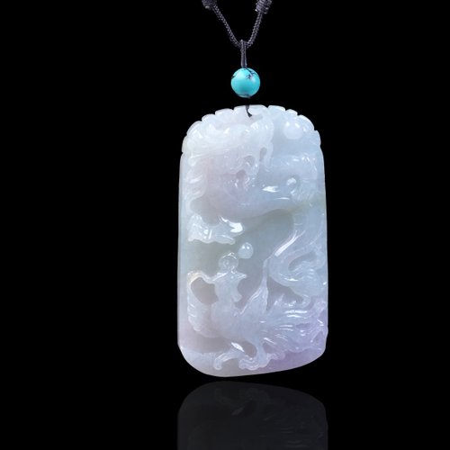 瓔珞珠寶盒 E.L.Jewelry Box 【龍鳳呈祥】冰種春帶彩翡翠龍鳳牌項鍊 | 天然緬甸玉翡翠A貨
