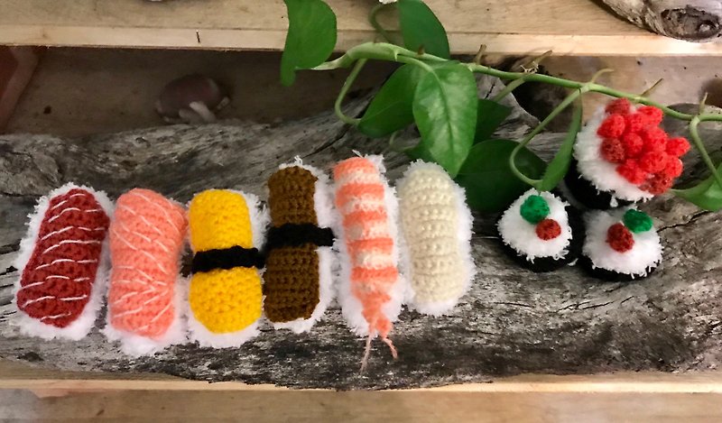 Wednesday hand-knitted cute sushi, 390 yuan a variety of styles to choose from - Keychains - Other Materials Multicolor