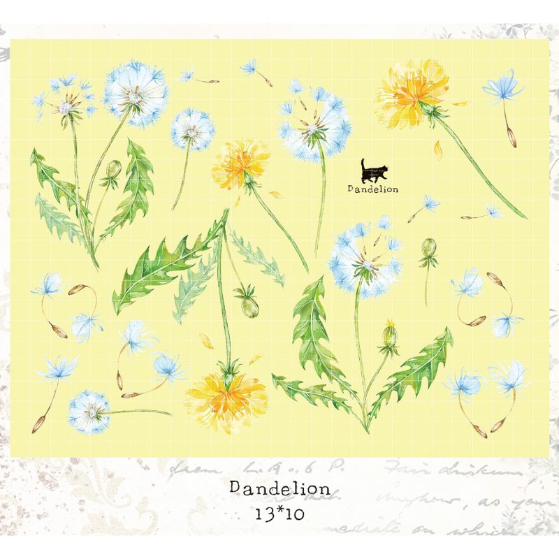 Dandelion deco - White Printed PET (blue lion) (suyeon) - 貼紙 - 紙 多色