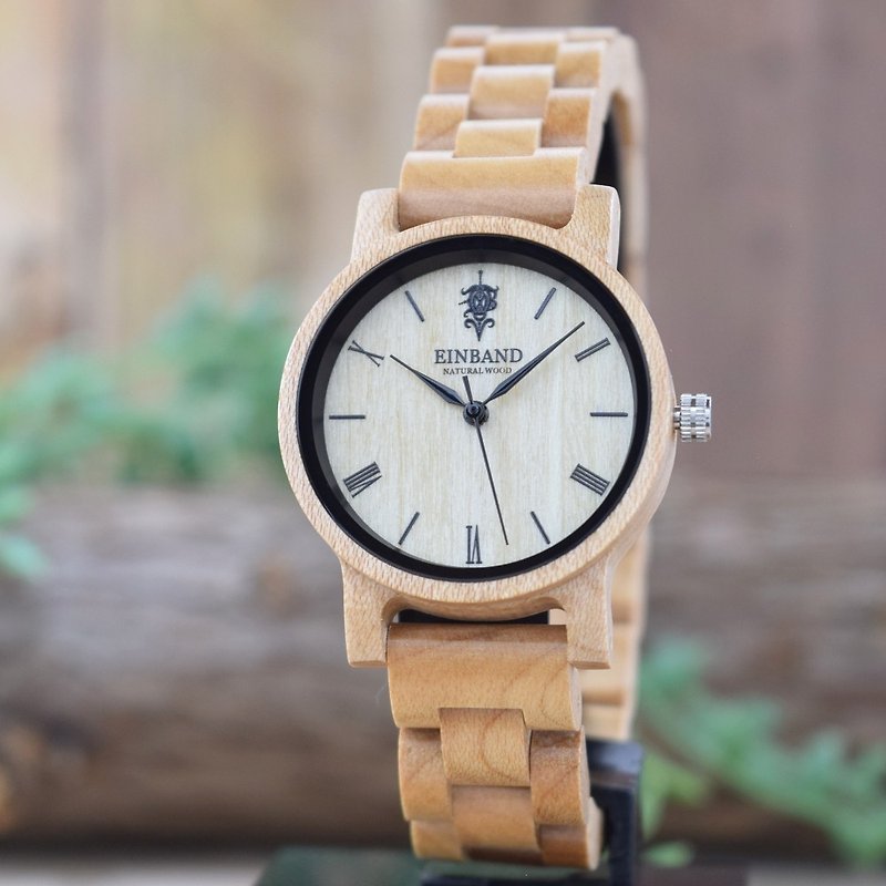 EINBAND Reise Maplewood 32mm Wooden Watch - นาฬิกาคู่ - ไม้ สีนำ้ตาล