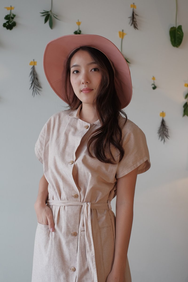 MAPRAO - cotton shirt dress (beige) - One Piece Dresses - Cotton & Hemp Khaki