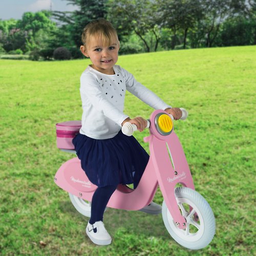童趣生活館 法國Janod 平衡滑步系列-粉紅淑女摩托車