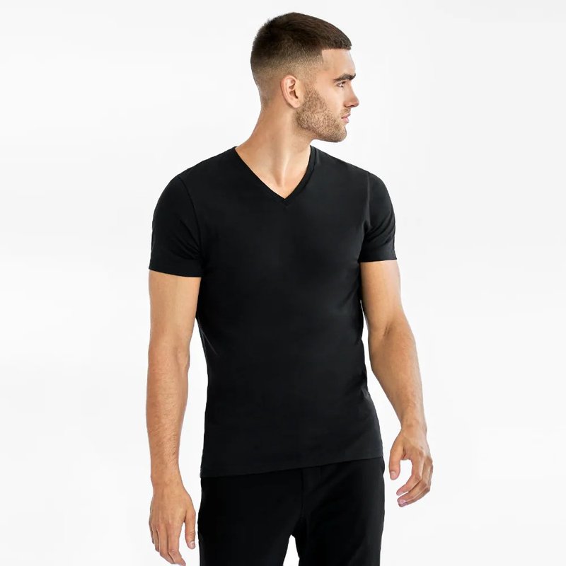 Bread & Boxers 兩件組 V-Neck 有機棉男用V領T - 黑 - 男 T 恤 - 棉．麻 黑色