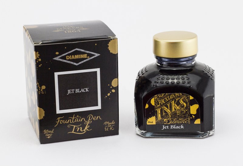 Diamine Jet Black fountain pen ink - 墨水/鋼筆墨水 - 玻璃 黑色