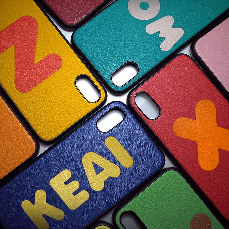 Customized multi-color leather phone case iPhone Xs Max Xr 8Plus Huawei Samsung - เคส/ซองมือถือ - หนังแท้ 