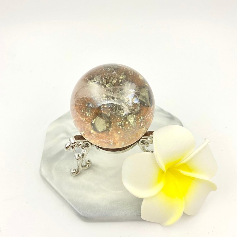 黃銅礦水晶球連底座 | 水晶 | 水晶球 | 水晶擺件 - 其他 - 水晶 金色