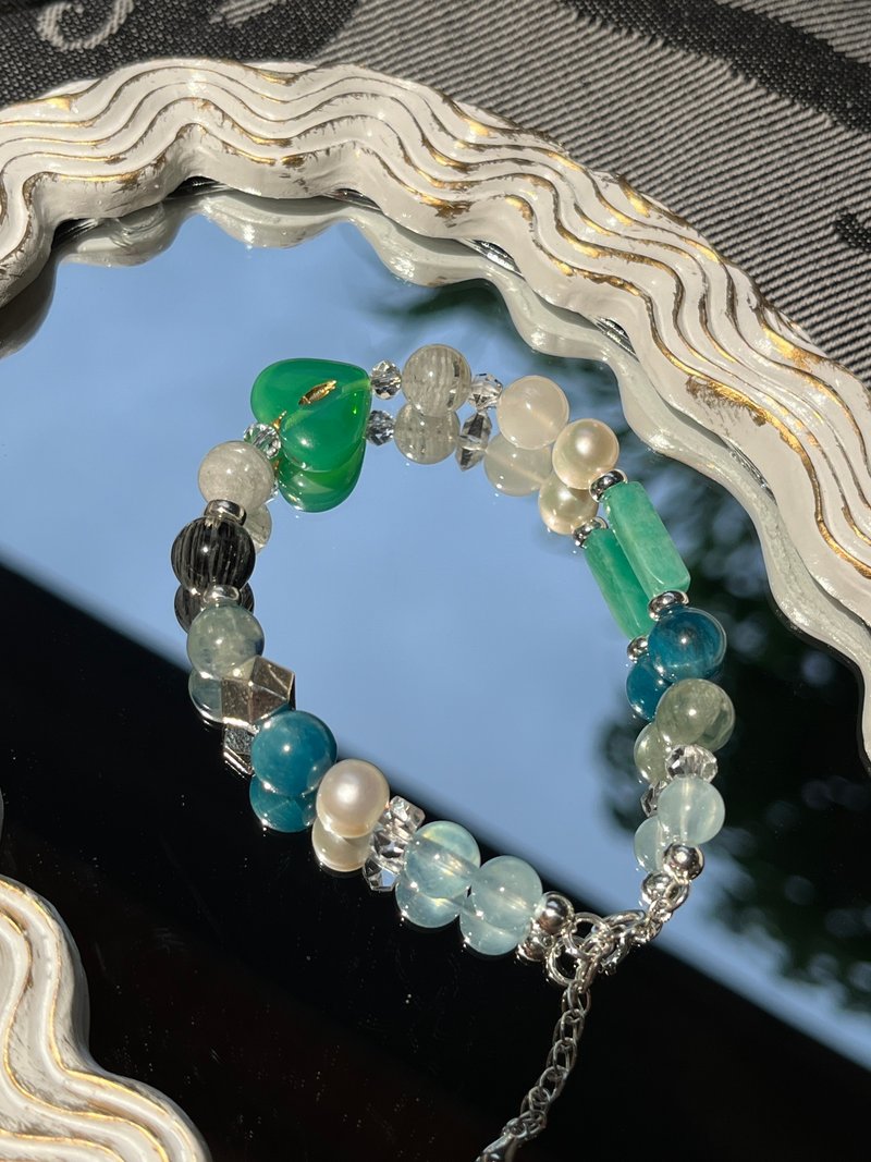 Natural stone bracelet/ Stone/Blue Phosphorus - Bracelets - Stone Green