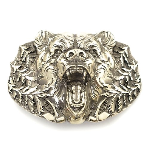 KLAMRA Bear german silver belt buckle, Grizzly, Polar bear nickel silver belt accessory