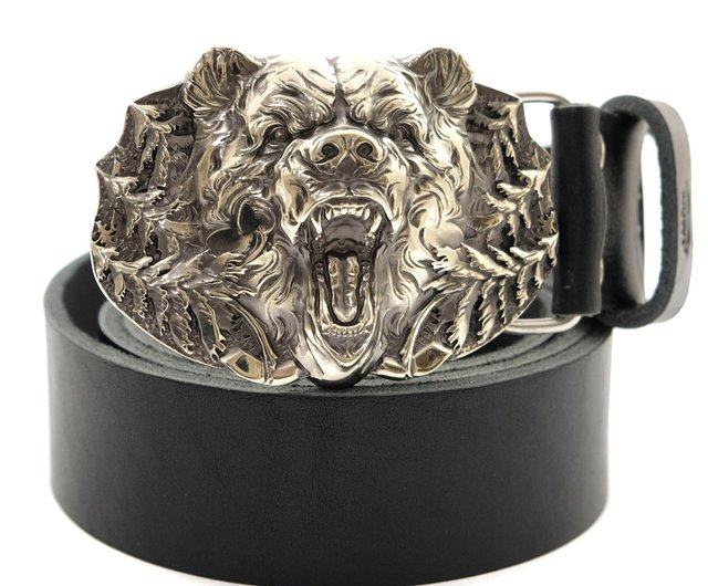 ベアジャーマンシルバーベルトバックル、グリズリー、シロクマ