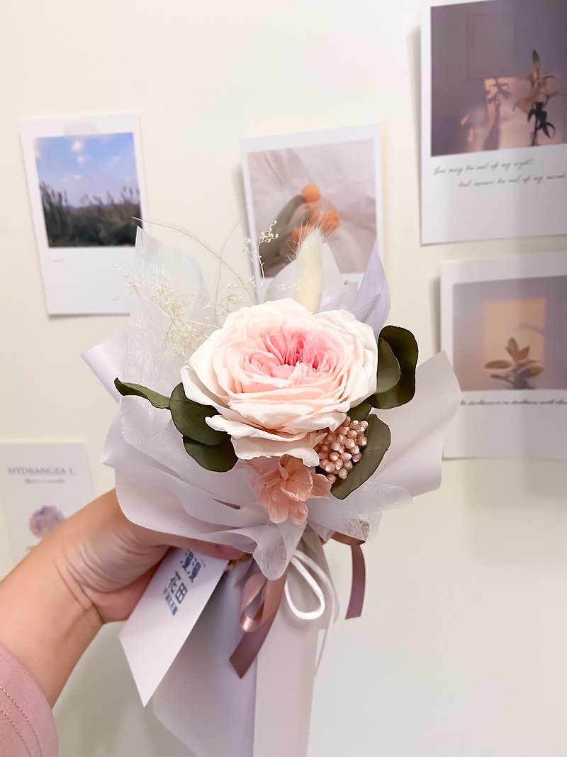 พืช/ดอกไม้ ช่อดอกไม้แห้ง สึชมพู - Korean Gradient Garden Rose Single Flower Bouquet Eternal Flower Gift Birthday Confession Valentine's Day Korea